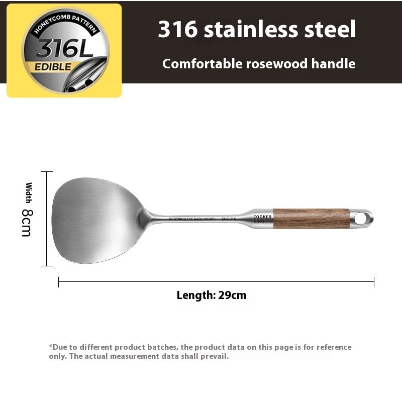 316 Stainless Steel Household Large Cooking Spoon Colander Rosewood Handle Set Rack