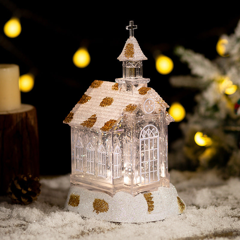 Boîte à musique en cristal pour décorations de Noël, maison et église, ornements