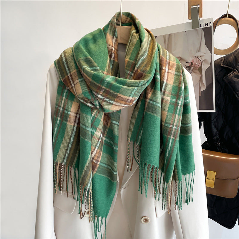 Écharpe en cachemire imitation cachemire, motif écossais, pour l'hiver, assortie à toutes les tenues.