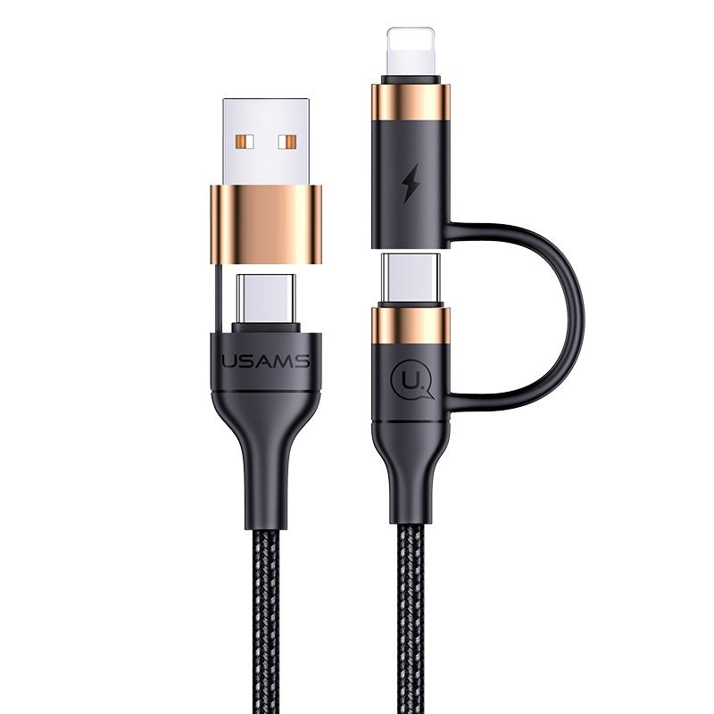 Câble de données de charge rapide PD quatre-en-un, chargement deux-à-deux universel pour téléphone portable