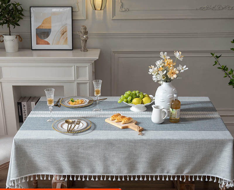 Double Stripe Knitted Jacquard Rectangular Tablecloth