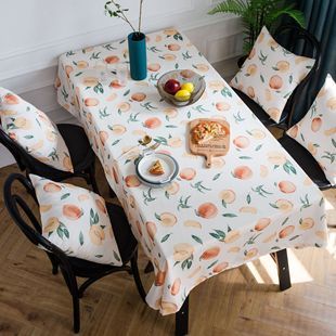 Rustic Blue Embroidered Cotton Faux Linen Tablecloth