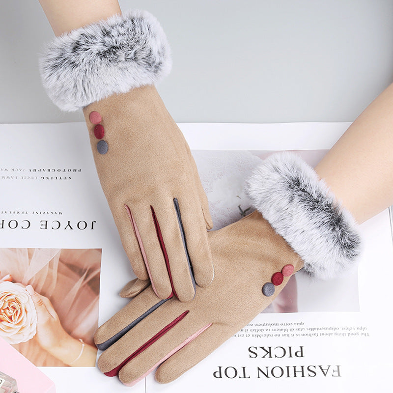Gants Hiver Femme Chauds en Daim Épais Compatibles Écran Tactile