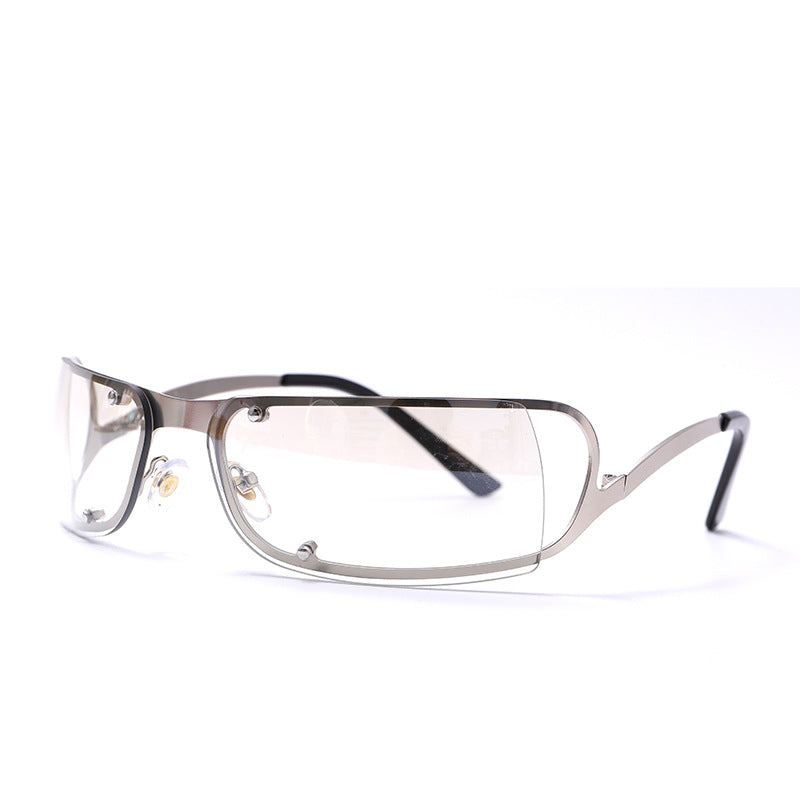 Small Frame Frameless Trimming Fashion Oval Street Sunglasses