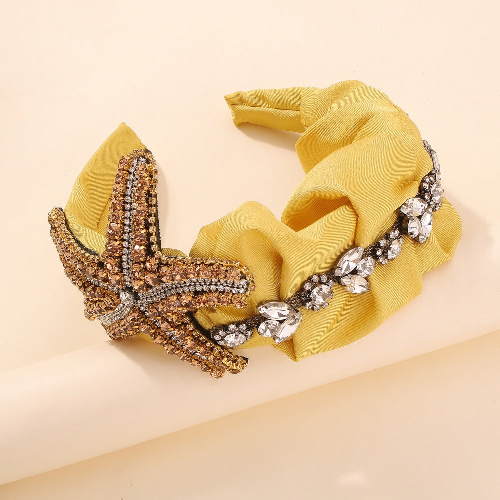 Bandeau Étoile de Mer Personnalité Exagérée en Tissu Rétro Accessoires de Cheveux Luxe Léger