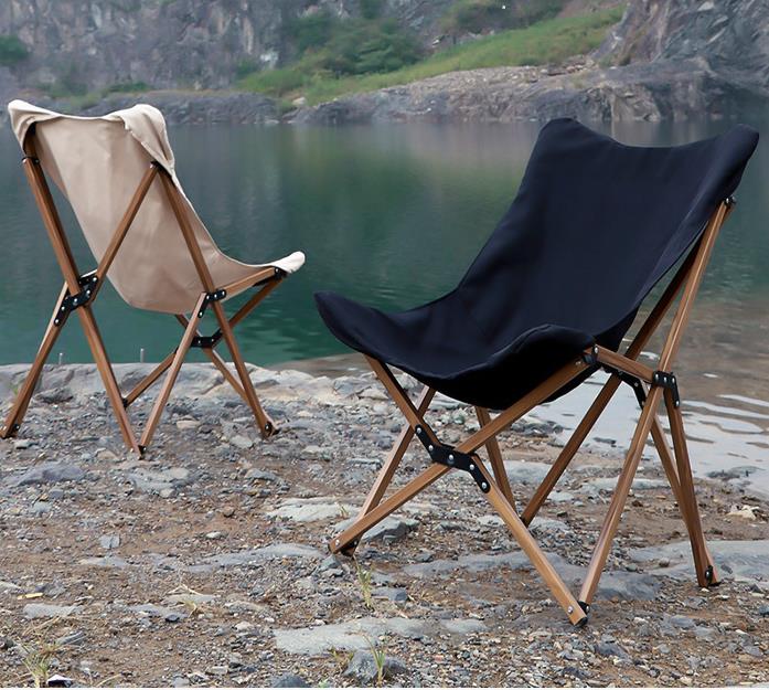 Chaise de camping pliable en bois, aluminium, tube, portable, pour les loisirs