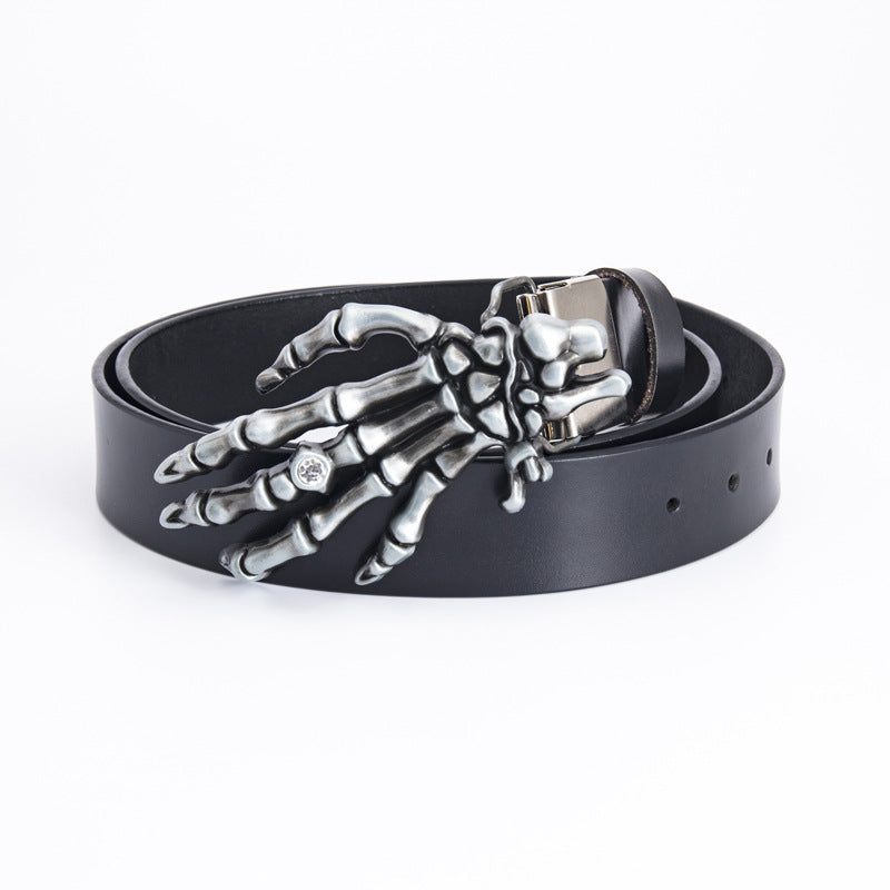 Ceinture en cuir pour homme Tête de mort Griffe Motard Outdoor