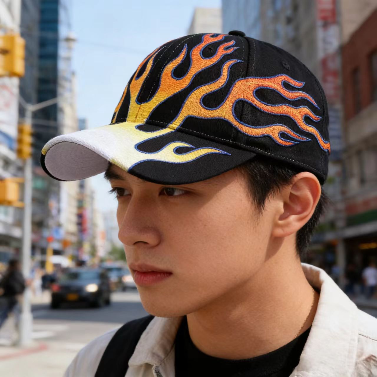 Flame-flag Niche Baseball Cap With A Unique Hip-hop Vibe