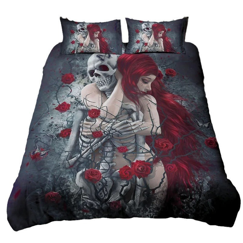 Sexy Skeleton Couple Girl Bedding Set