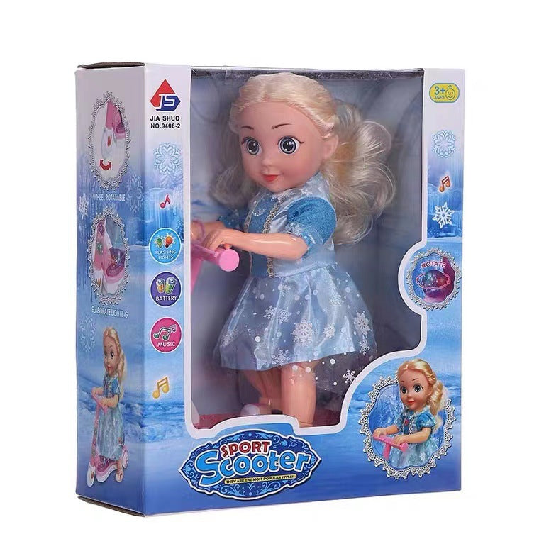 Electric Scooter Princess Doll Universal Music Light Toy