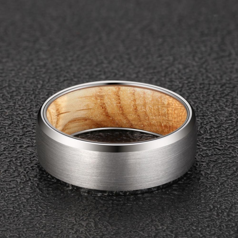 Barrel Wood Ring 8mm Tungsten Steel Case