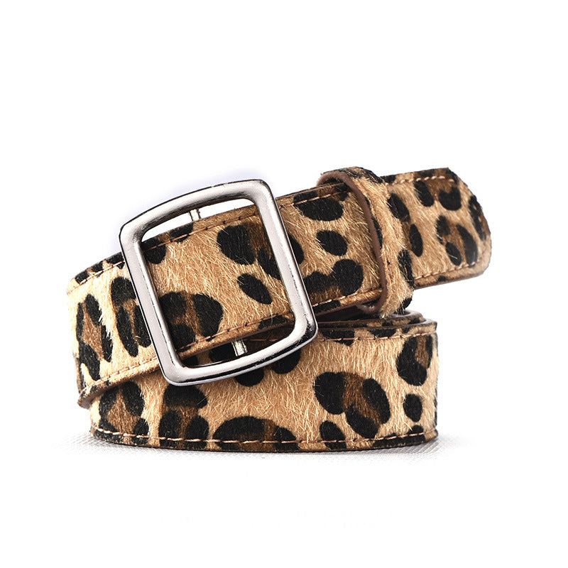 Ceinture léopard à la mode pour femme avec boucle ardillon décorative