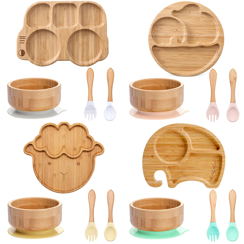 Bols d'alimentation en bois pour enfants