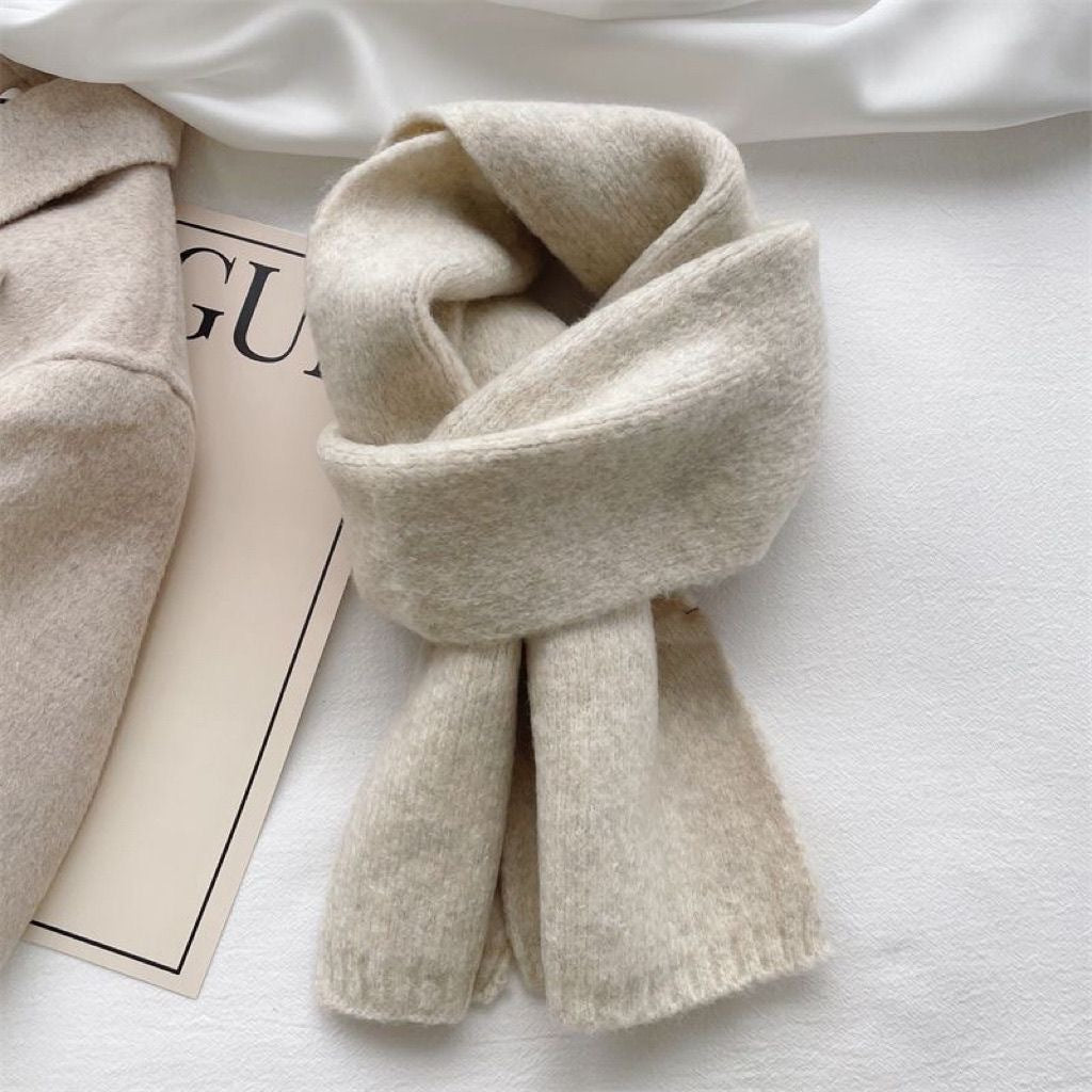 Écharpe Tricotée Polyvalente Pour Femmes, Couleur Pure, Garde-au-chaud, Petite Écharpe