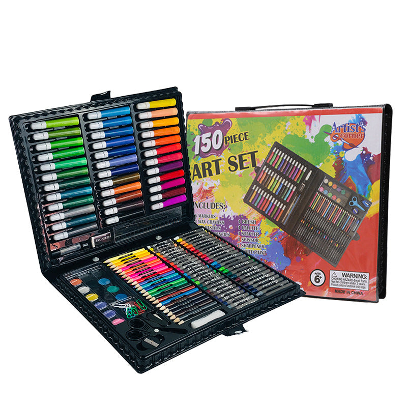 Ensemble de 150 crayons de couleur et stylos aquarelle pour la peinture – Coffret cadeau
