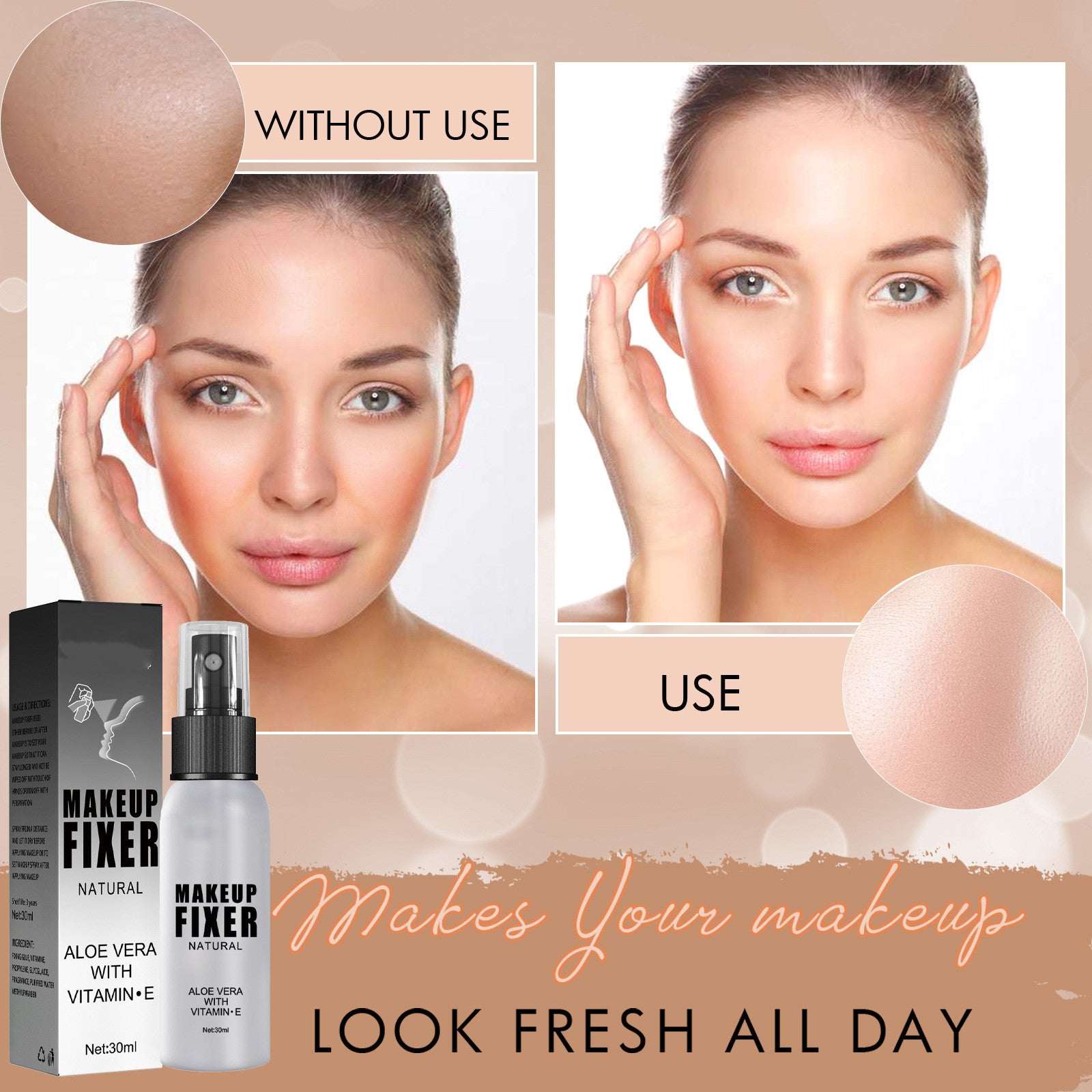Brume Fixatrice Maquillage Naturelle Rafraîchissante Visage