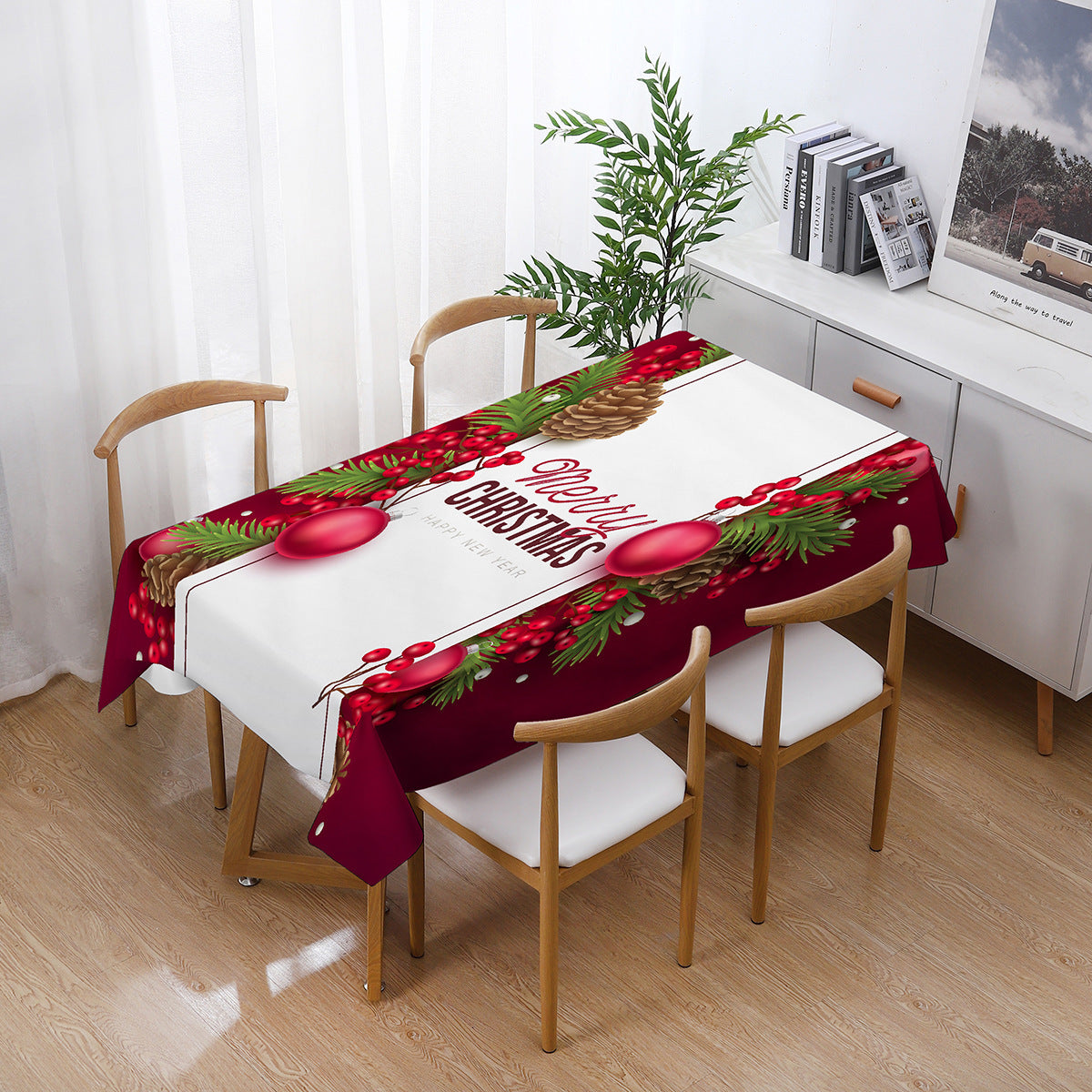Printed Christmas Polyester Tablecloth Rectangular