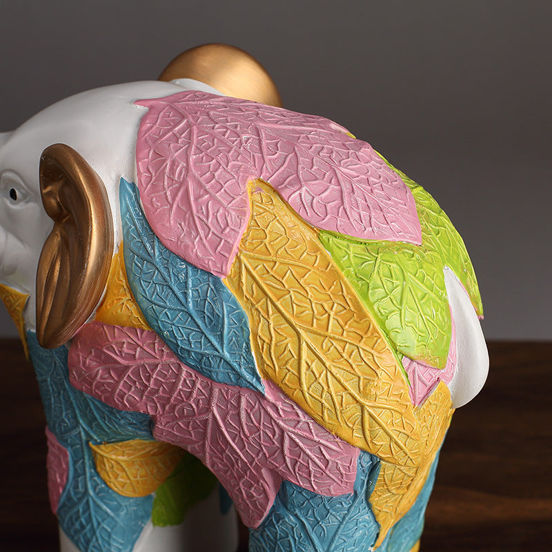 Home Colorful Elephant Ornaments Resin Decorative Crafts
