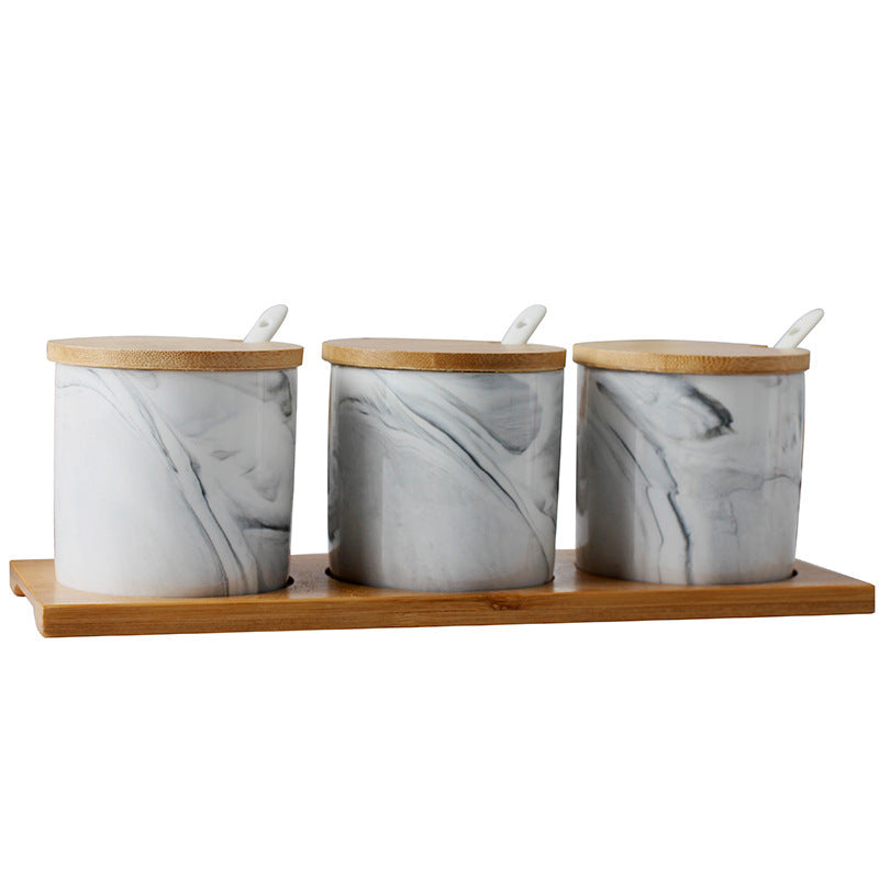 Ceramic Spice Jar With Lid Seasoning Box Restaurant Seasoning Box Sugar Bowl Salt Bowl