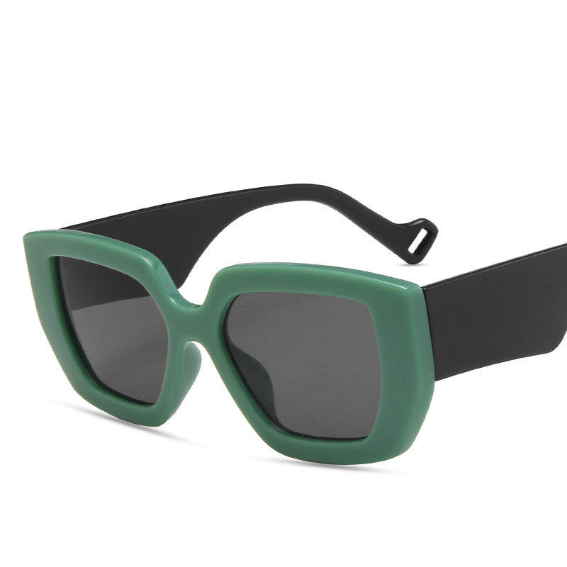 Lunettes de soleil polygonales contrastées pour la personnalité latérale Lunettes de soleil rétro