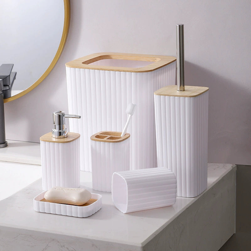Bathroom Toiletries Six-piece Toilet Brush Toothbrush Cup Soap Box Suit