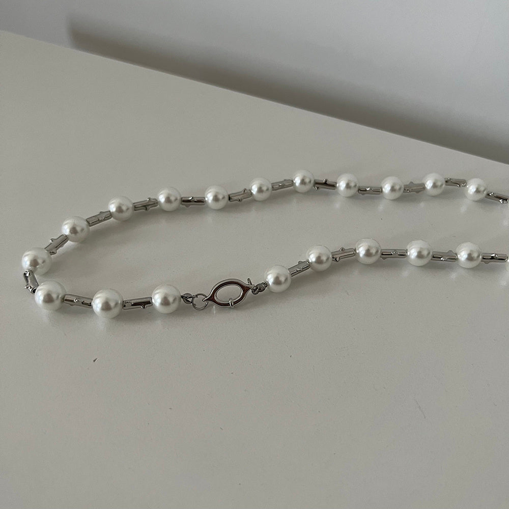Collier à maillons hip-hop femme avec perles