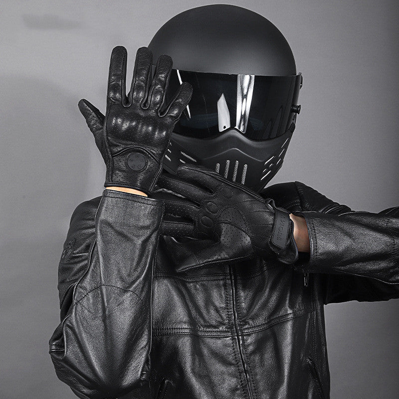 Motorcycle Riding Leather Anti-drop Gloves With Touch Screen And Breathable