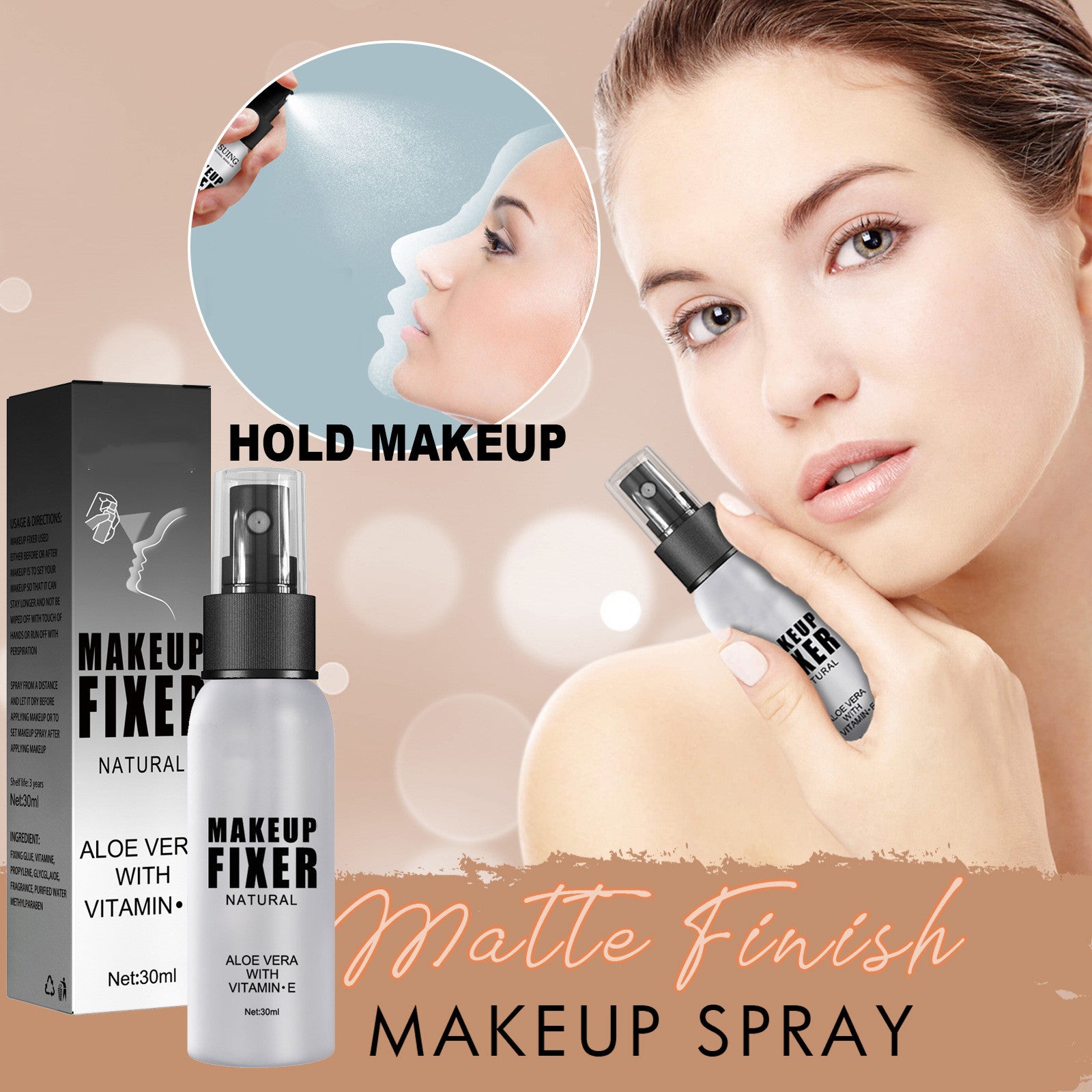 Brume Fixatrice Maquillage Naturelle Rafraîchissante Visage