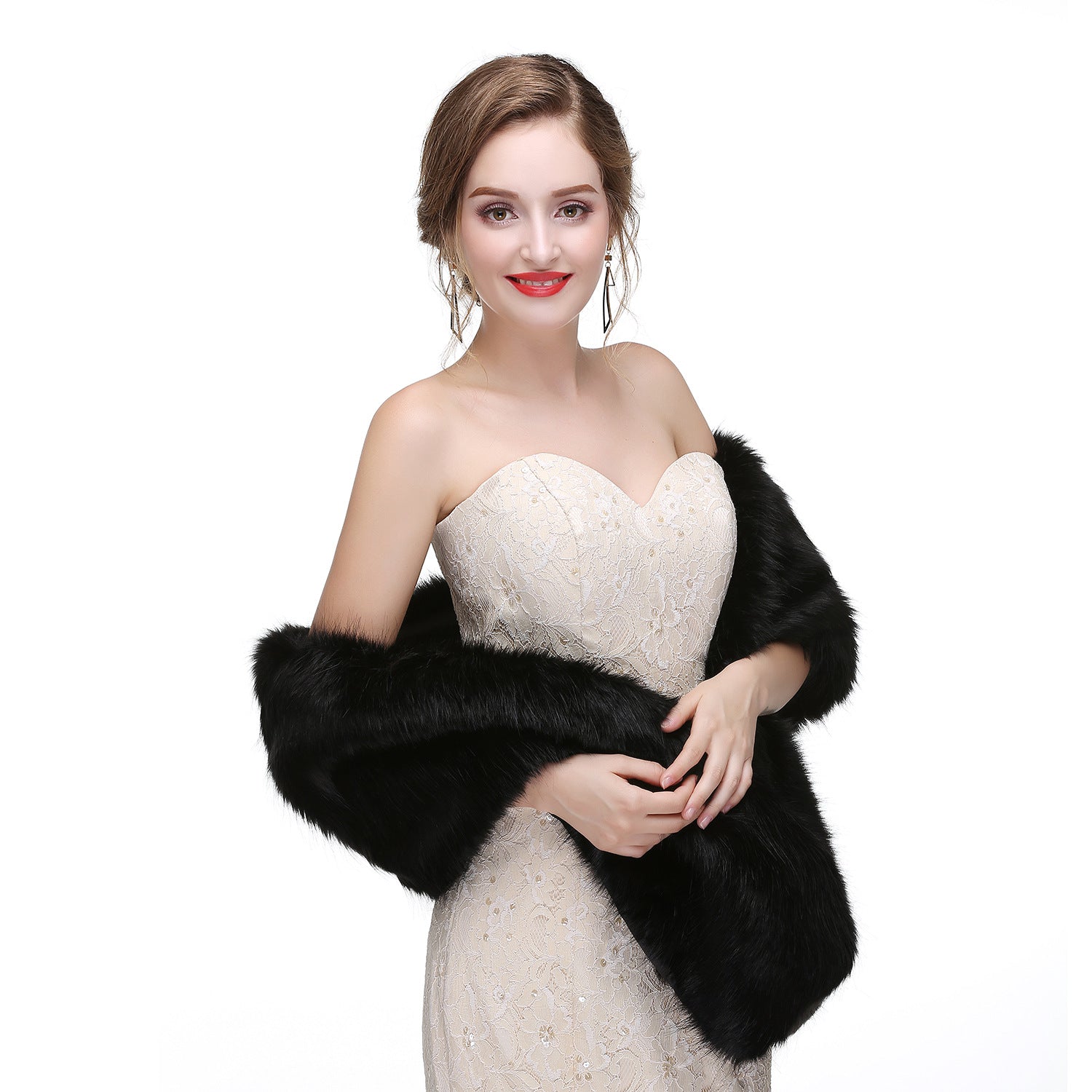 Wedding Dress Fox Fur Waistcoat Winter Warm Fur Shawl