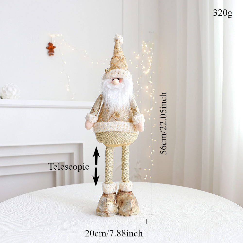 Décorations de Noël Poupée Rétractable Bonhomme de Neige Doré Élan