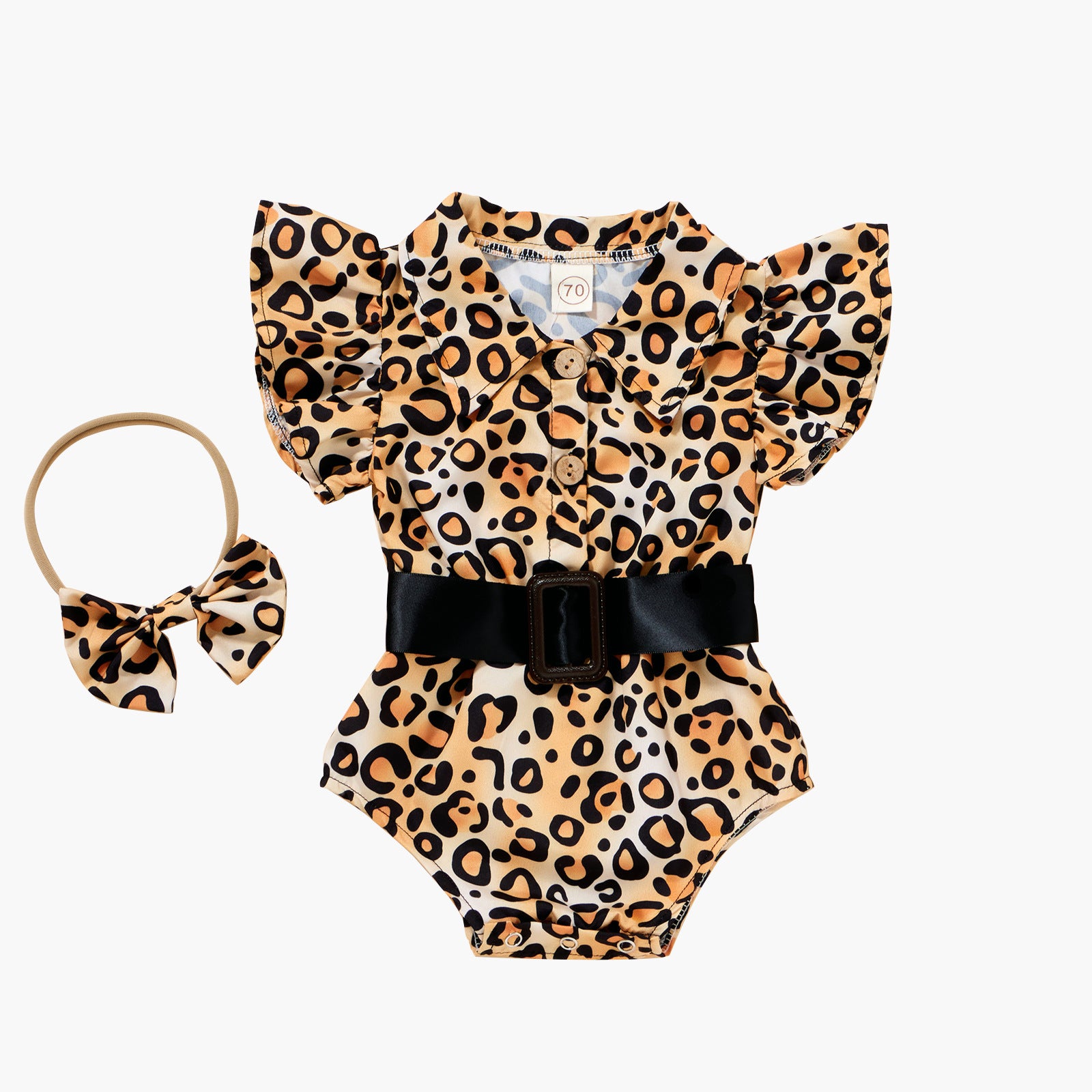 Baby's T-shirt Bottoming Shirt One-piece Romper Baby Western Style Leopard Print Onesie