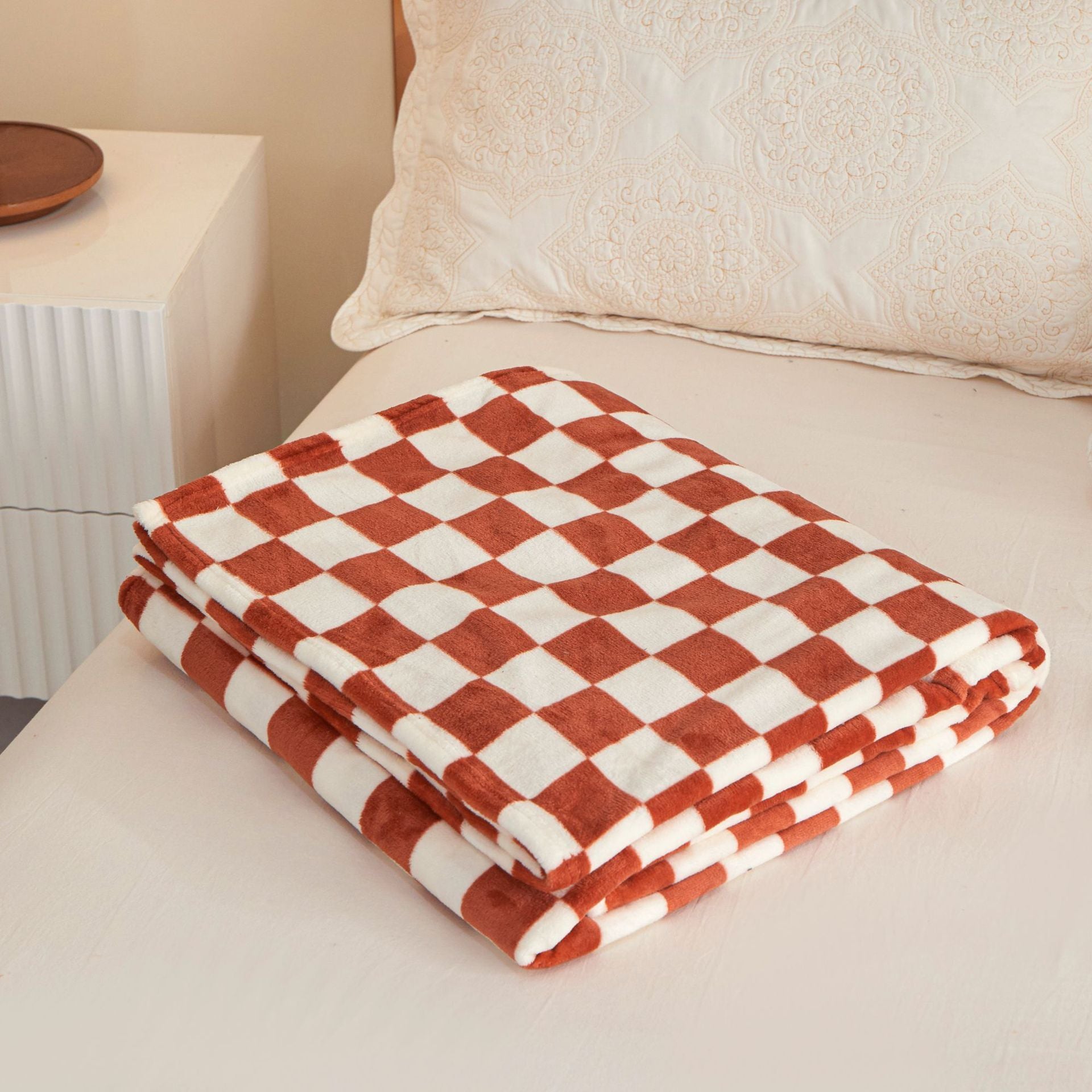 Printed Plaid Flannel Thickened Blanket