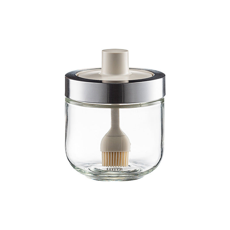 Household Kitchen Glass Spoon Cover Integrated Seasoning Jar