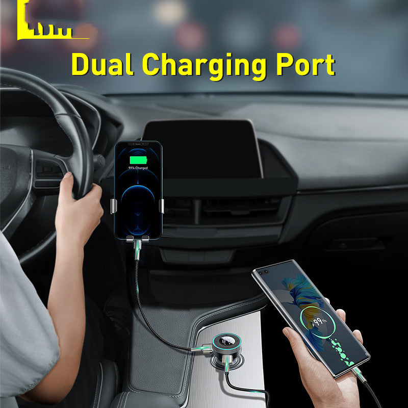 Multi-function QC3.0 Digital Display Car Charger Player Car USB Flash Drive