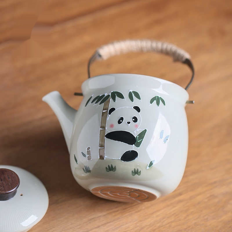 Hand Painted Panda Loop-handled Teapot Large Teapot Kung Fu Tea Set