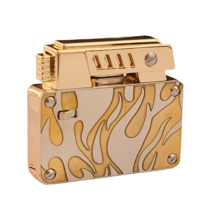 One-click Catapult Double Fire Creative Double-sided Carved Personality Lighter