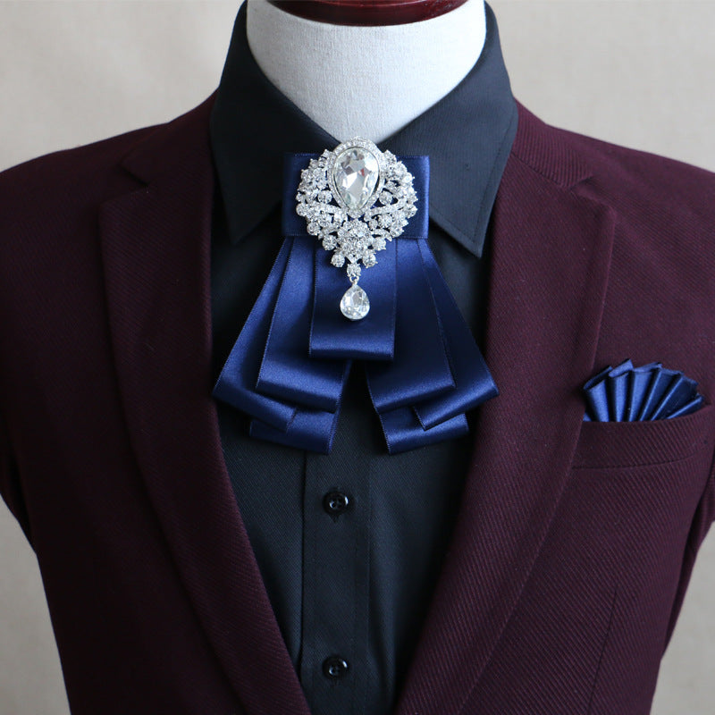 Men's Fashion Simple Diamond Bow Tie Set