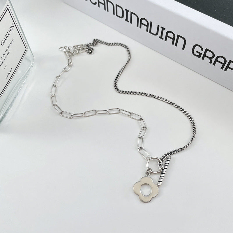 S925 Sterling Silver Small Flower Thai Silver Vintage Necklace