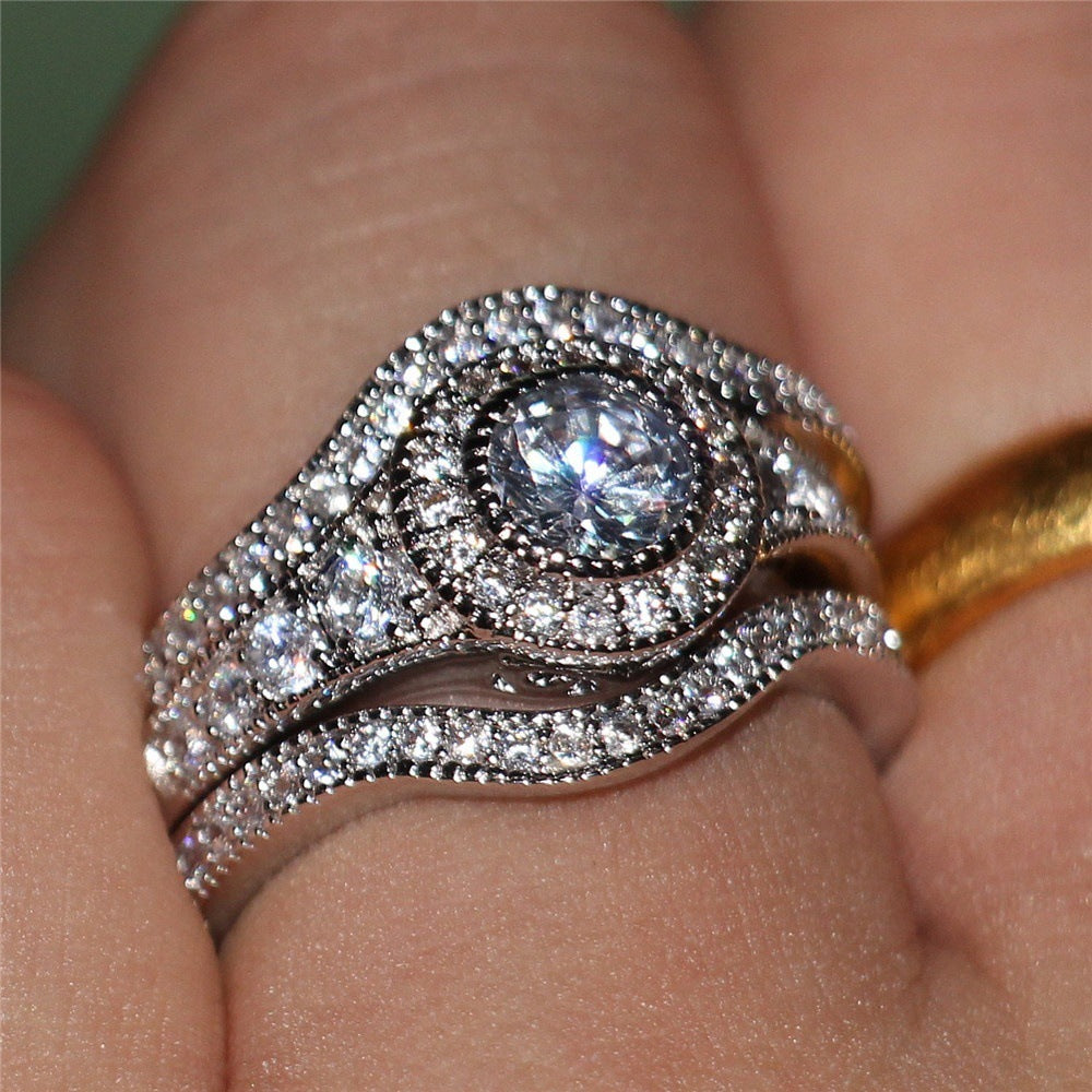 Women's Fashion Brass Couple Ring Set