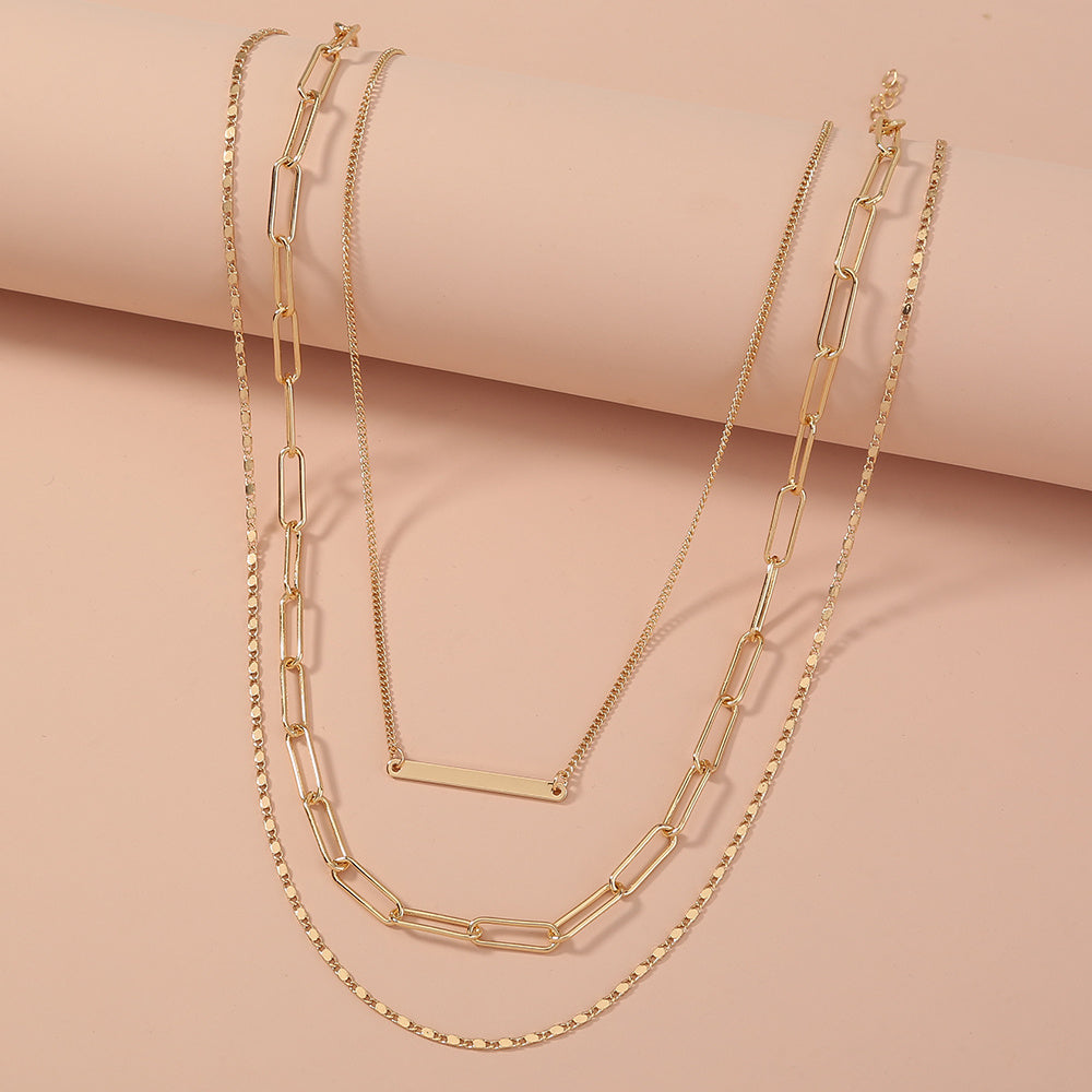 Cool Breeze Niche Design Lattice Chain Multi-layer Fashion New Style Necklace Woman