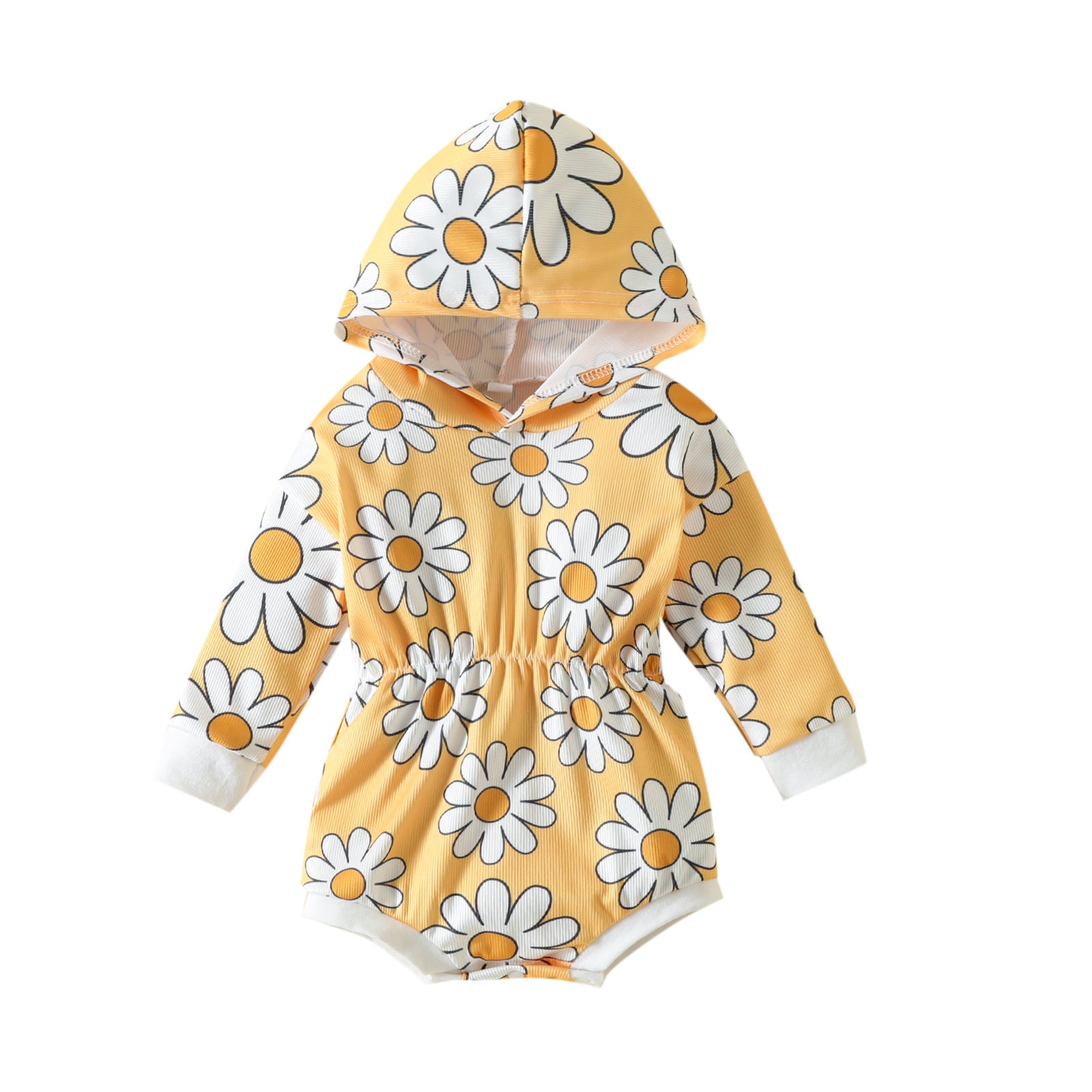 Children's Flower Print Hooded Romper