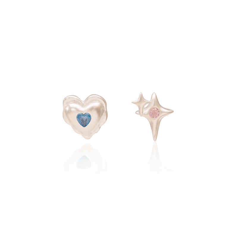 Comfortable And Painless Asymmetric Design Texture Student Clip-on Love Heart Stud Earrings