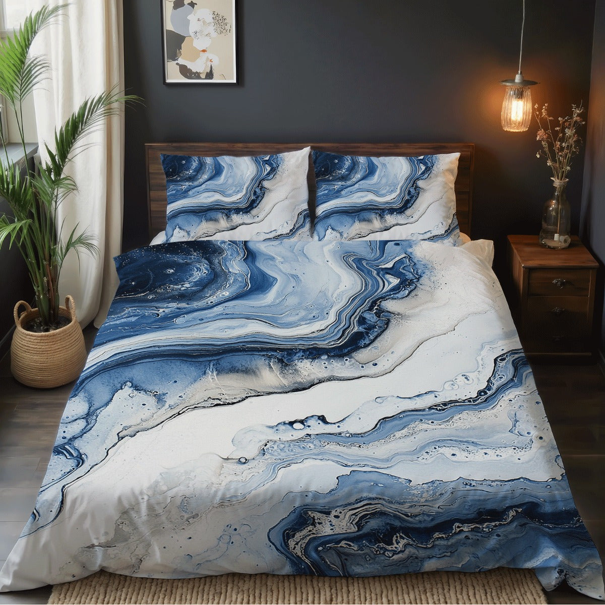 Quicksand Floral Print Bed Sheet Three-Piece Bedding Set