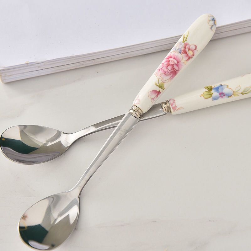 Ceramic Flower Tea Cup Coffee Suit Household Watchband Spoon