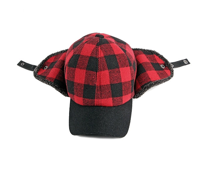 Trendy Plus Velvet Thick Plaid Ear Protection Cotton Cap Men