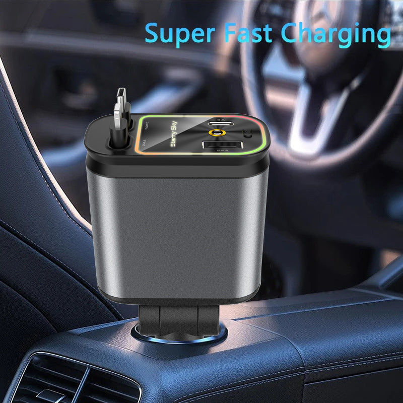 Flexible Wire Four-in-one Cigarette Lighter Starry Sky Ambience Light Car Charger