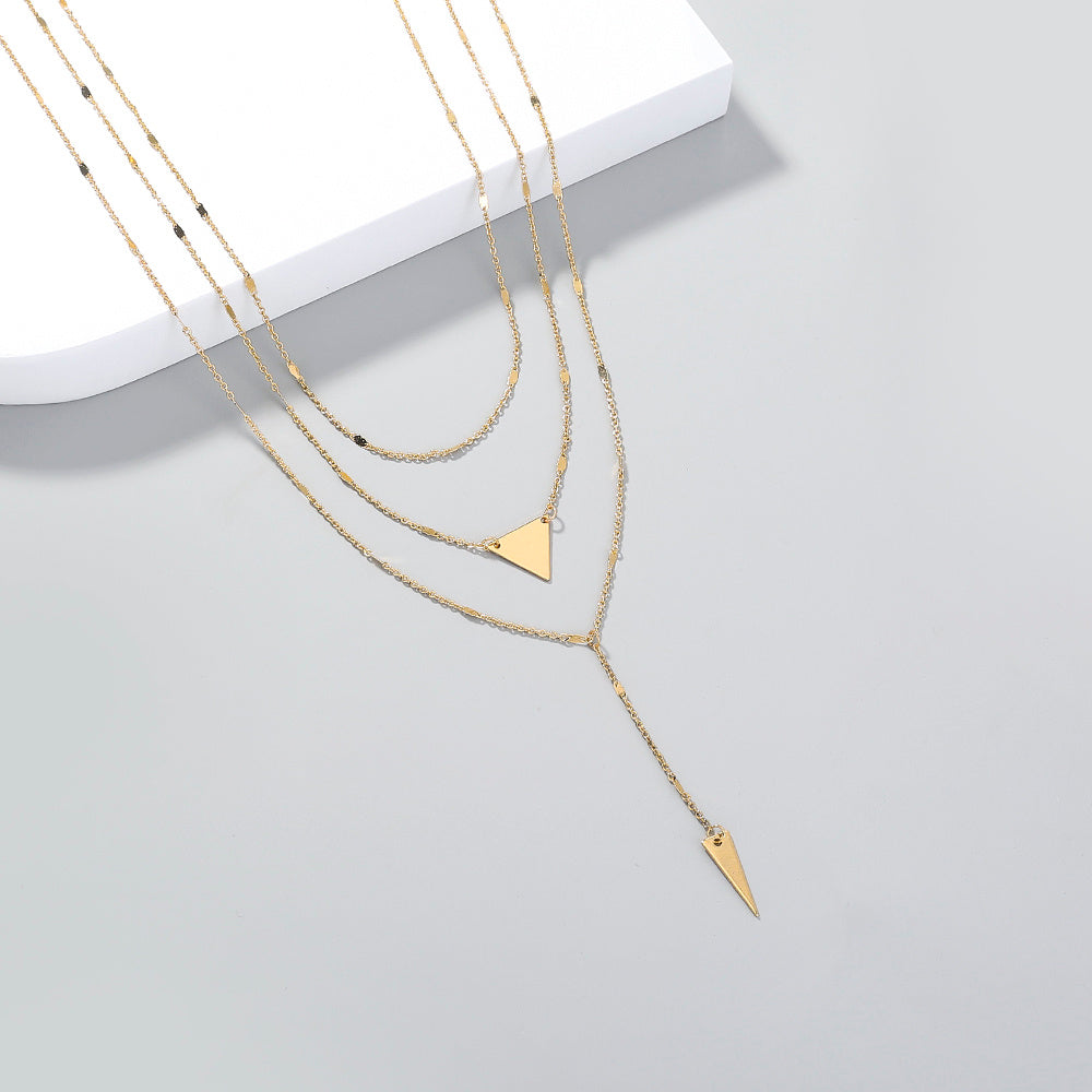 Personality Triangle multi-layer necklace