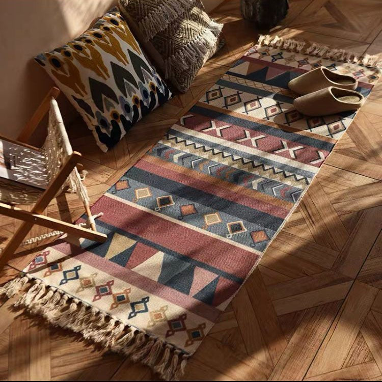 Vintage National Style Cotton Hemp Floor Mat