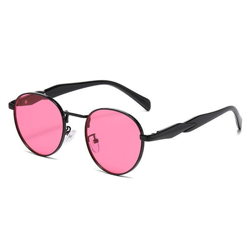 Lunettes de Soleil Rondes en Métal Protection UV pour Femme