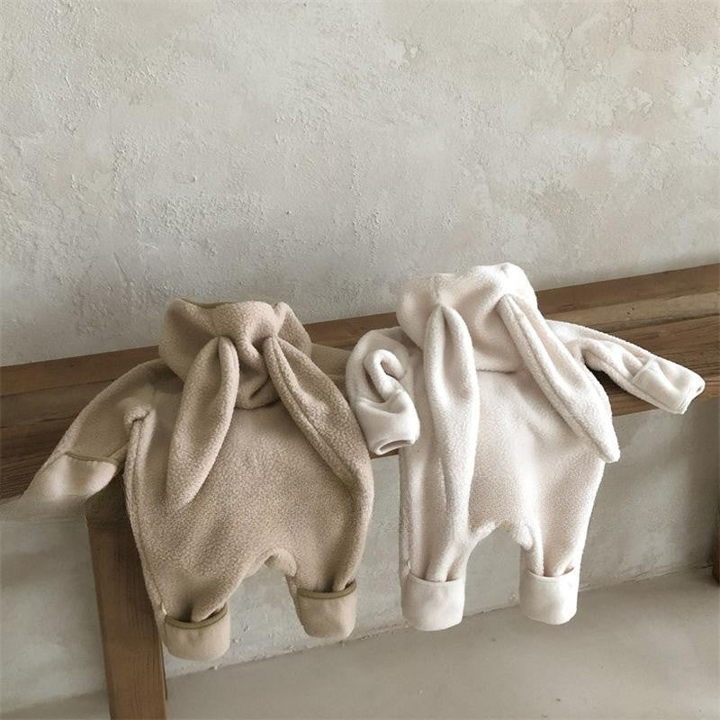 Cute Rabbit Ears Lamb Hair Hooded Outdoor Climbing Suit